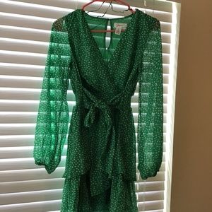 Green Dress with White Dots